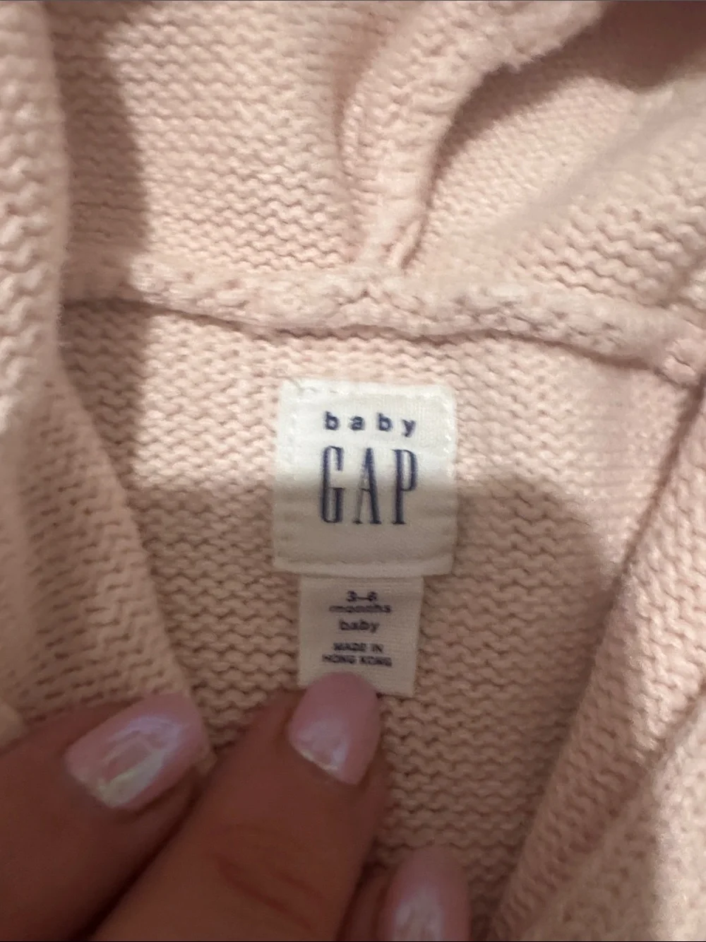 GAP Light Pink Hooded Knit Cardigan with White Dot Accents